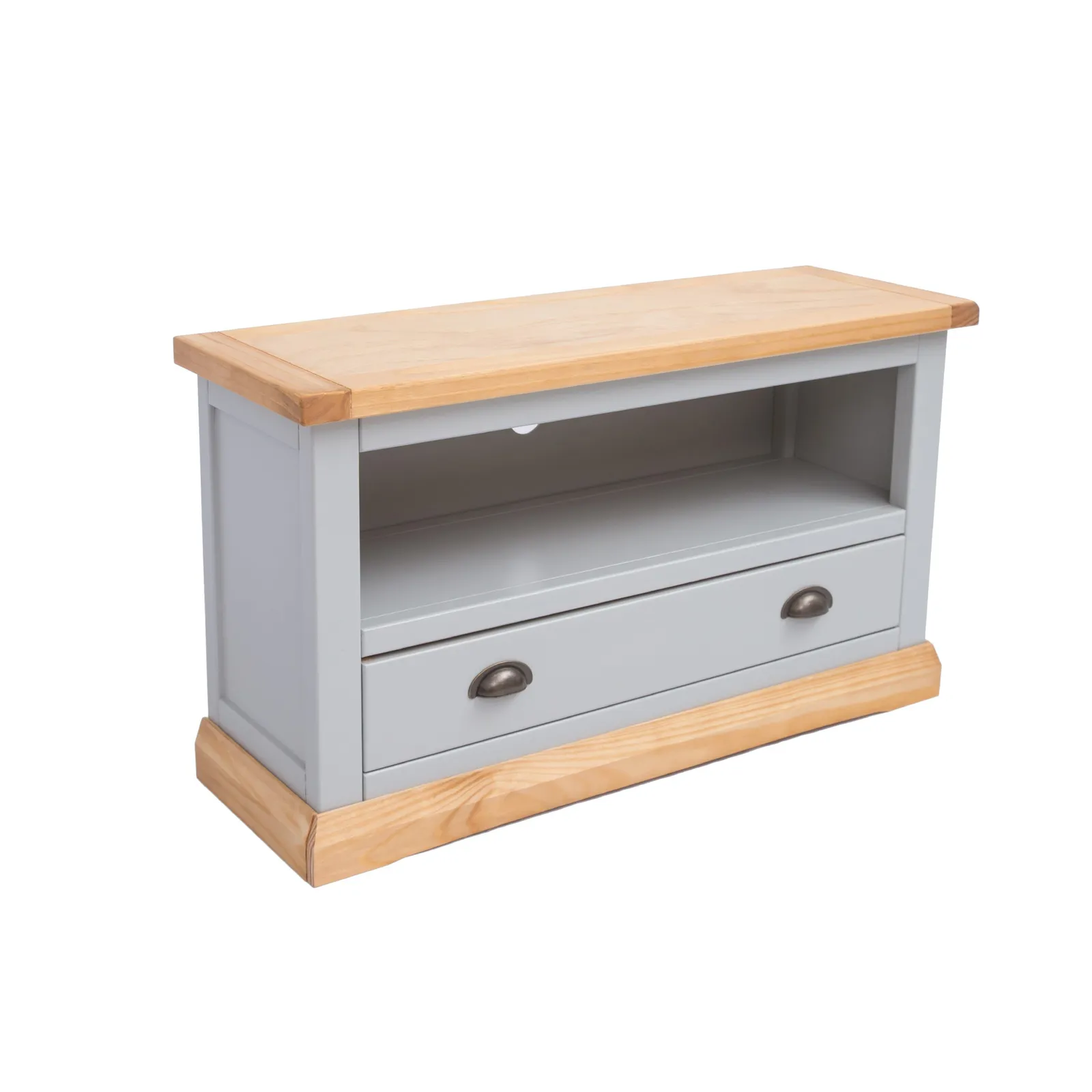 Cabinet Bits Bomporto Light Grey 1 Drawer TV Cabinet Brass Cup Handle 3