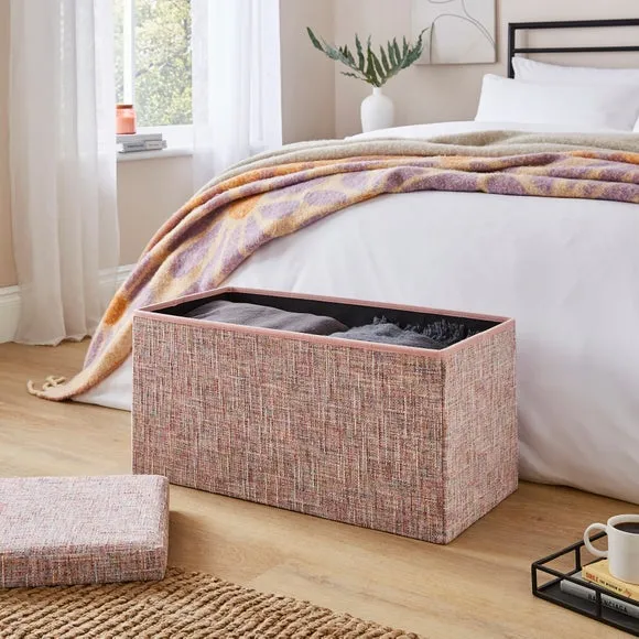 Multi Chenille Rectangle Ottoman 2