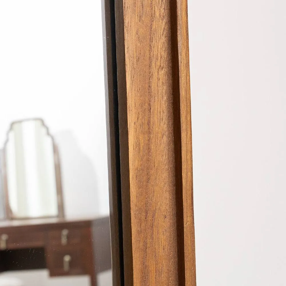 Melody Maison Natural Wood Wavy Edge Full Length Wall & Leaner Mirror - 47cm X 142cm in Brown 3