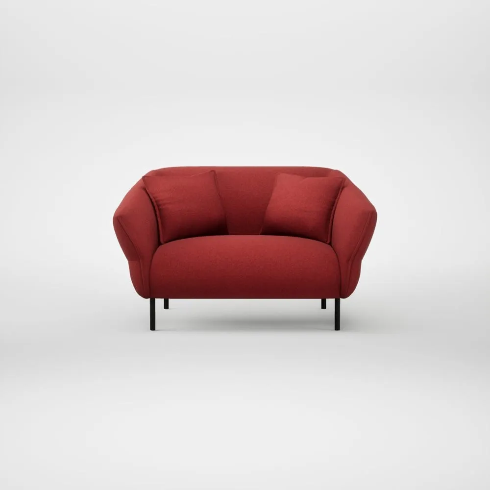 Heal's Alto Loveseat Melton Wool Red Oxide Black Feet 2