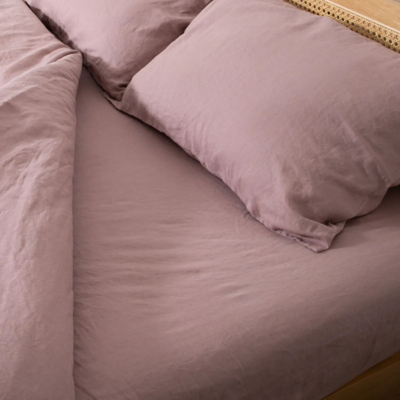 Native Natural Blush Pink Single 100% Linen Fitted Sheet (90x190cm) in Rose