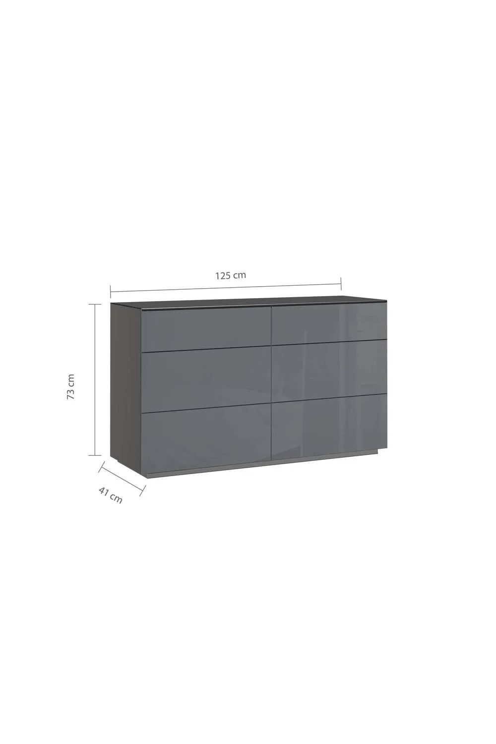 Birlea Liberty 6 Drawer Wide Chest of Drawers Grey Glass 3