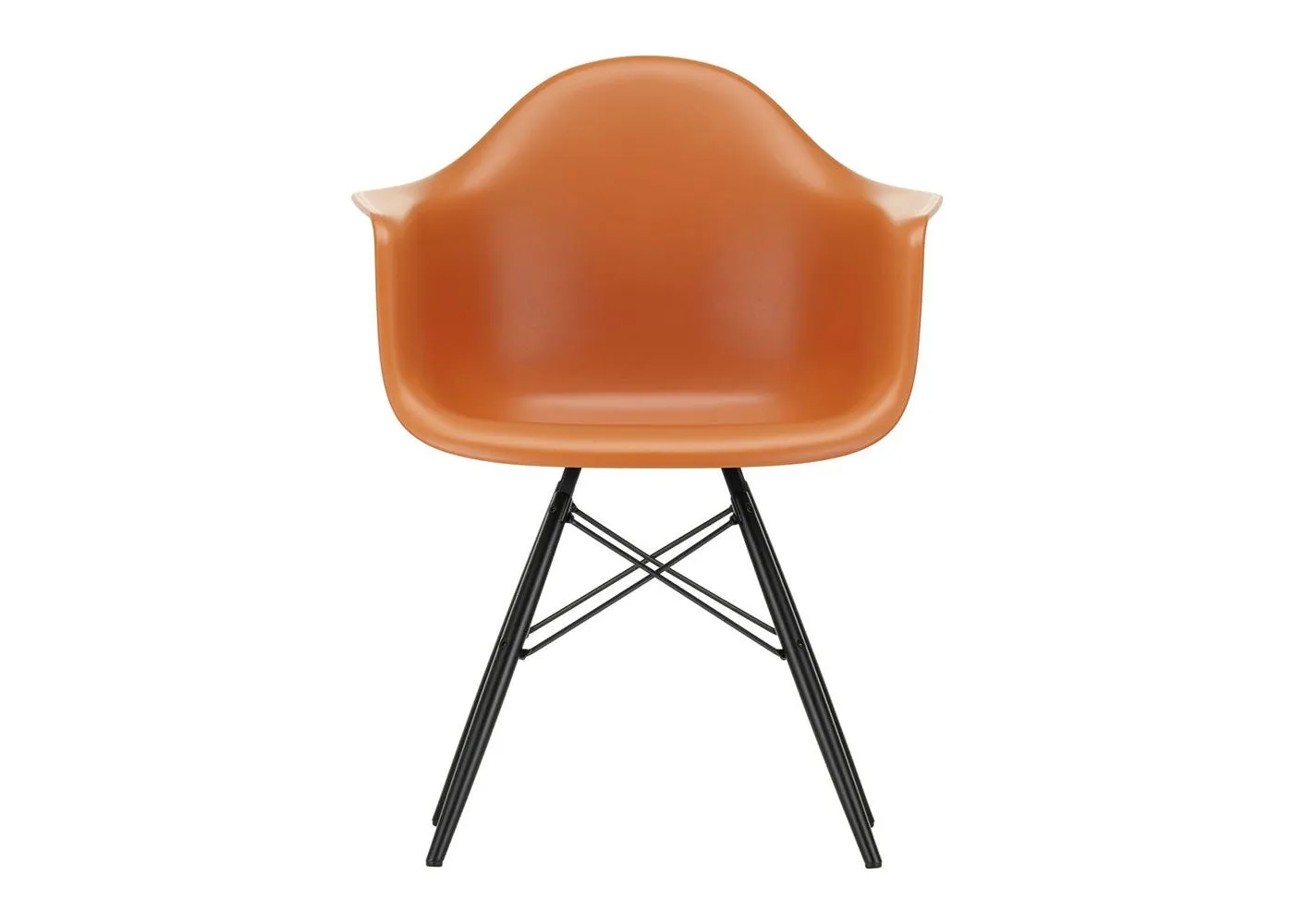 Vitra Eames DAW Armchair New Height Rusty Orange Black Maple Base 1