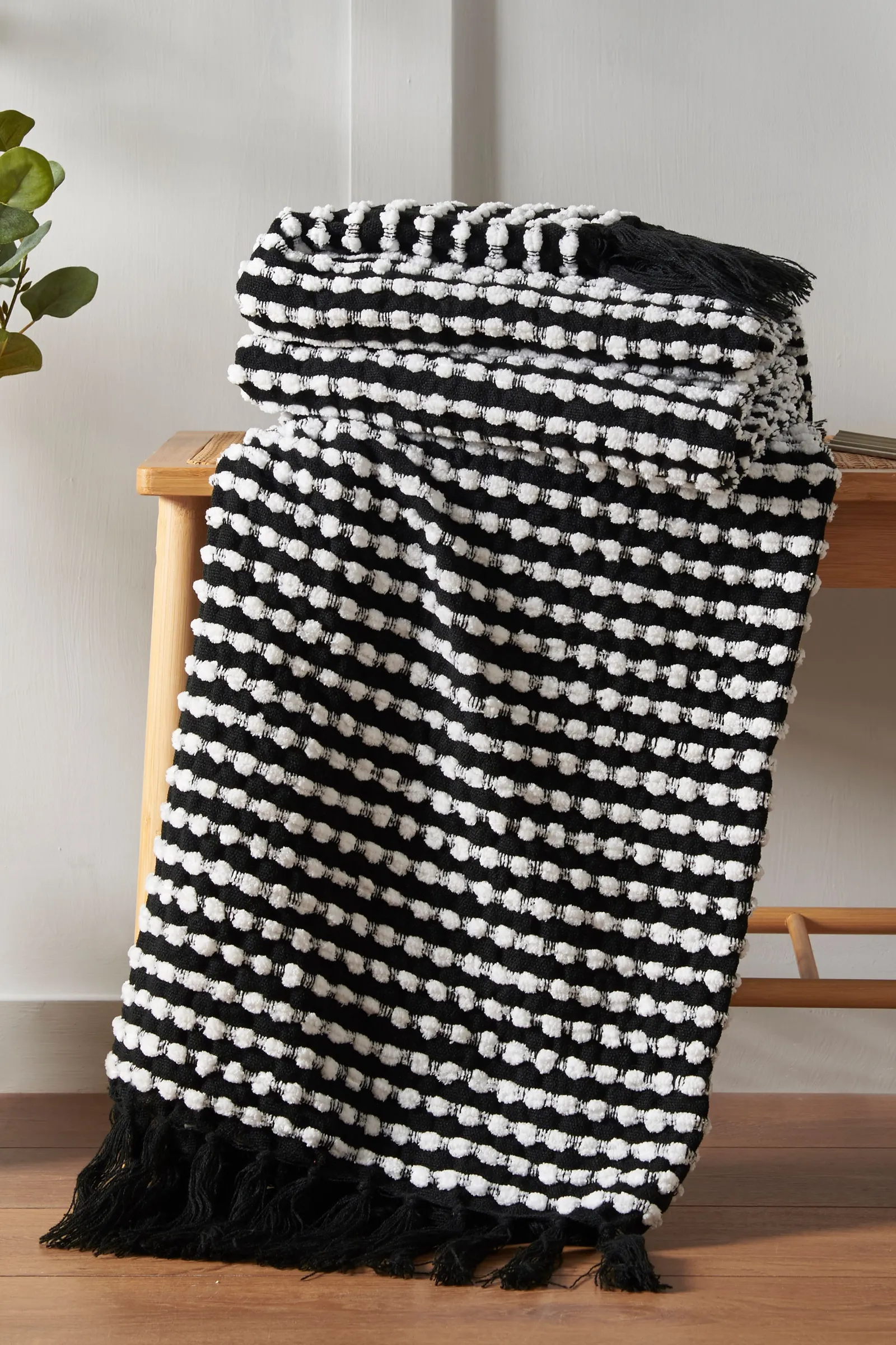 Catherine Lansfield 'Stab Stitch' Blanket Throw in Black