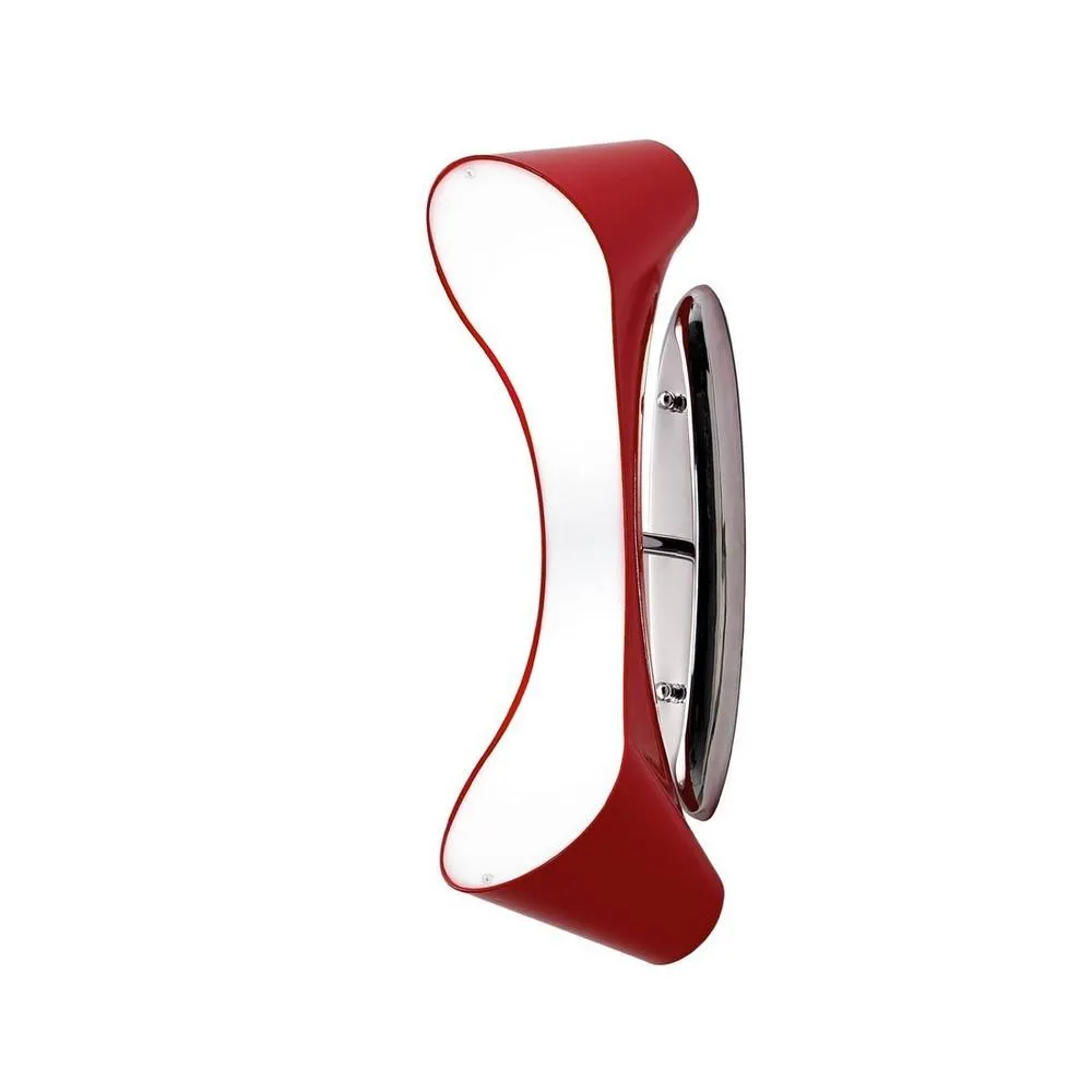 Netlighting Ora Flush Wall Lamp 2 Light E27 Gloss Red White Acrylic Chrome