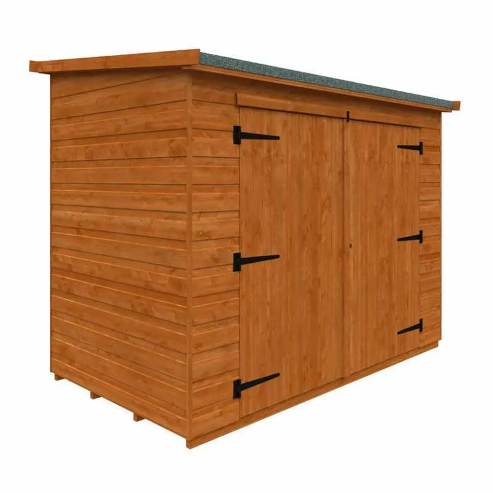 Buttercup Farm 7 x 4 Feet Pent Compact 12mm Shed - Solid Wood/Softwood/Pine in Burnt Orange
