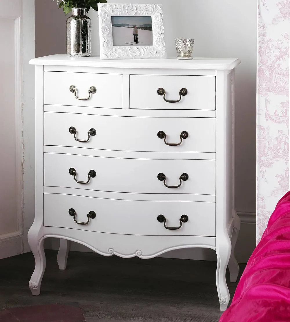 Statement Furniture Juliette Vintage Chic 2 Over 3 Chest of Drawers in White 4