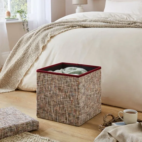 Multi Chenille Cube Ottoman 2