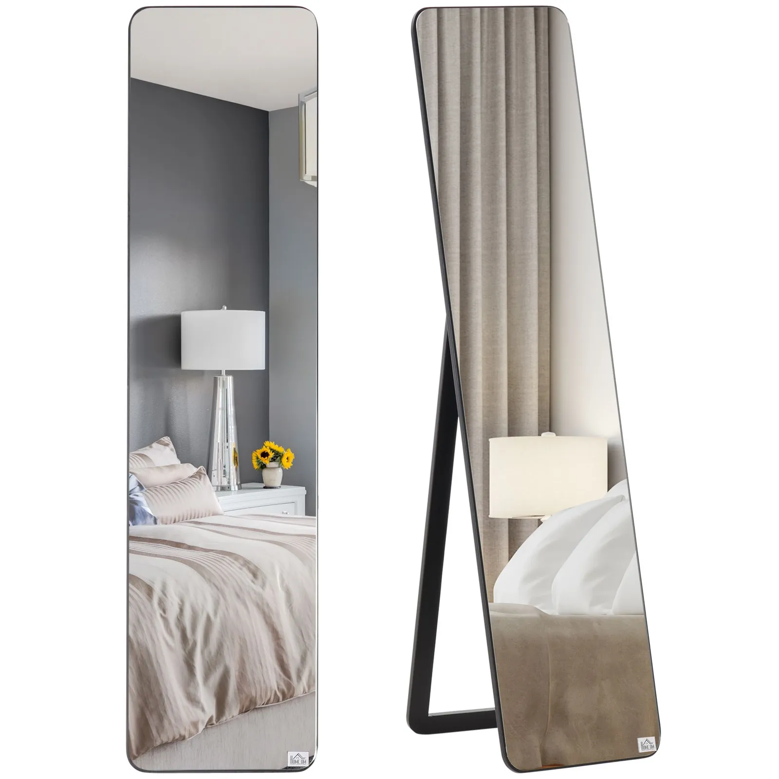 HOMCOM Full Length Mirror Free Standing or Wall Mount Dressing Bedroom Black 2
