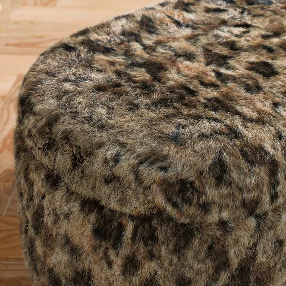 Marley Leopard Print Faux Fur Storage Ottoman 4