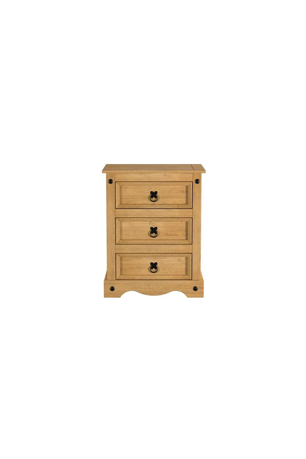 Birlea Corona Large 3 Drawer Bedside Cabinet Bedside Mexican Chest in Natural 6
