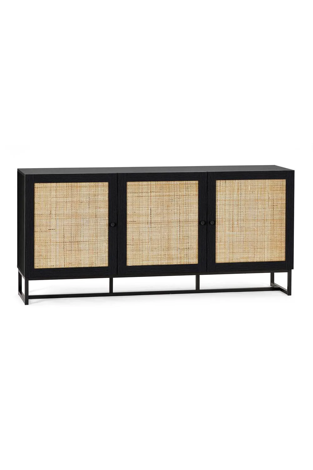 Julian Bowen Padstow Rattan 3 Door Sideboard in Black 3