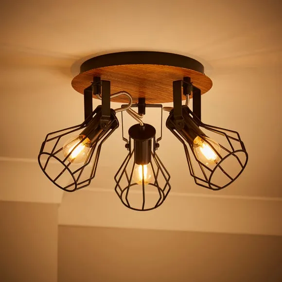 Fulton Industrial 3 Light Semi Flush Spotlight 2