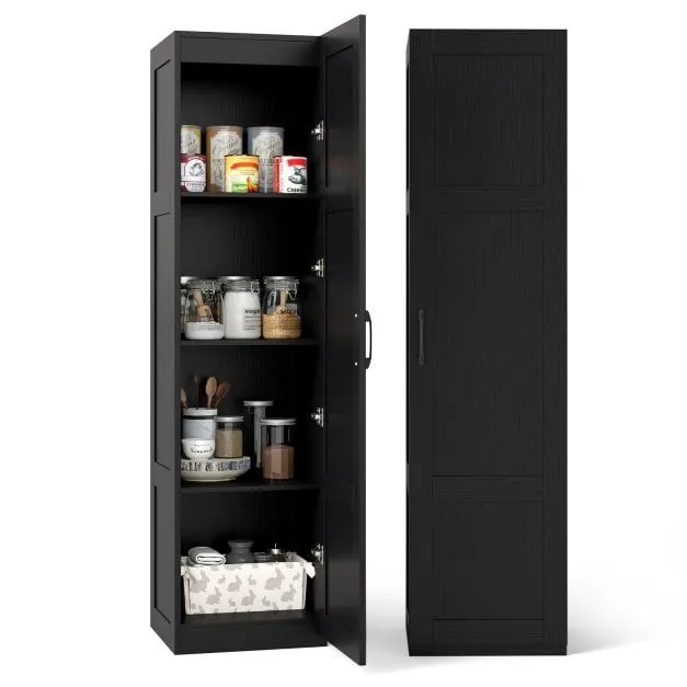 Costway 150 cm Tall Storage Cabinet 4-Tier Freestanding Floor Cabinet in Black 4