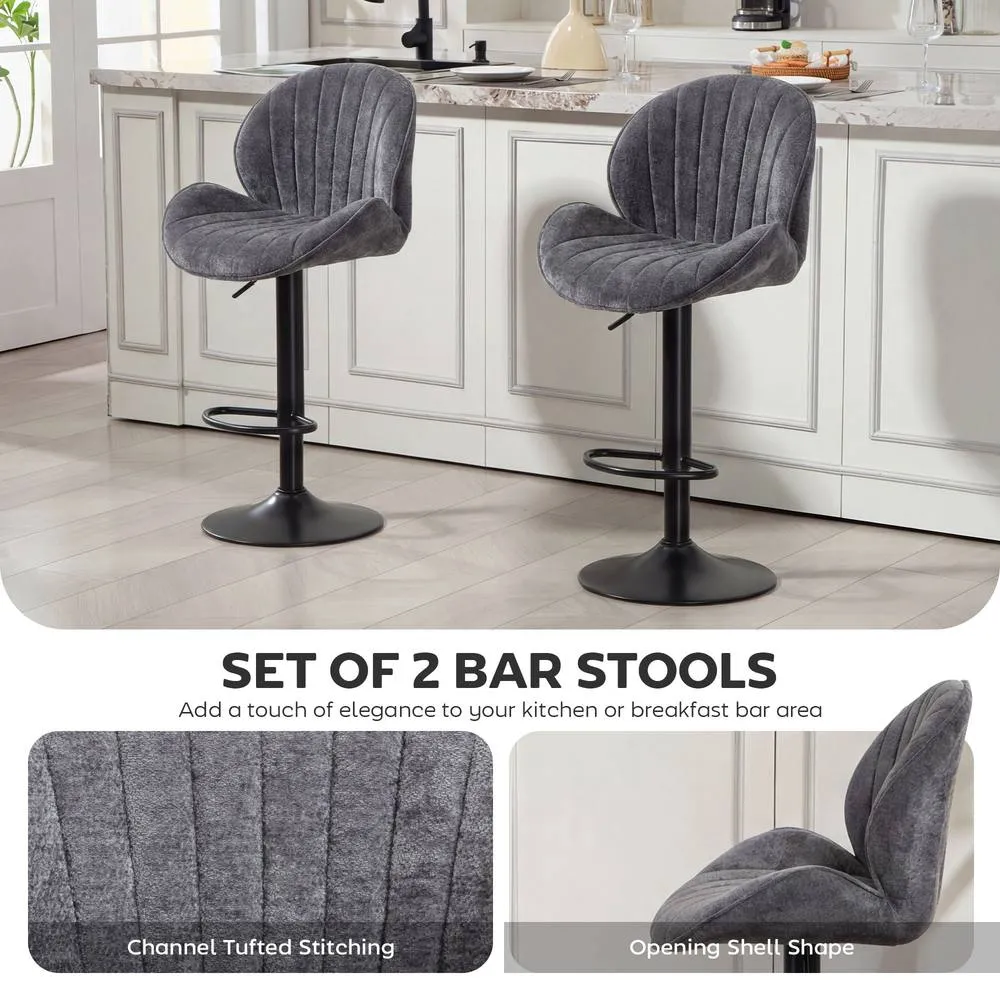 HOMCOM Modern Bar Stools Set of 2, Swivel Counter Height Barstools, Grey 4