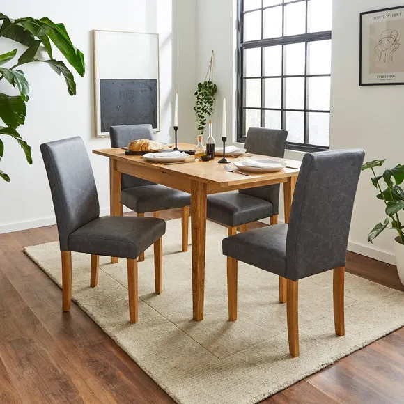 Hugo Set of 2 Dining Chairs, Distressed Faux Leather 2