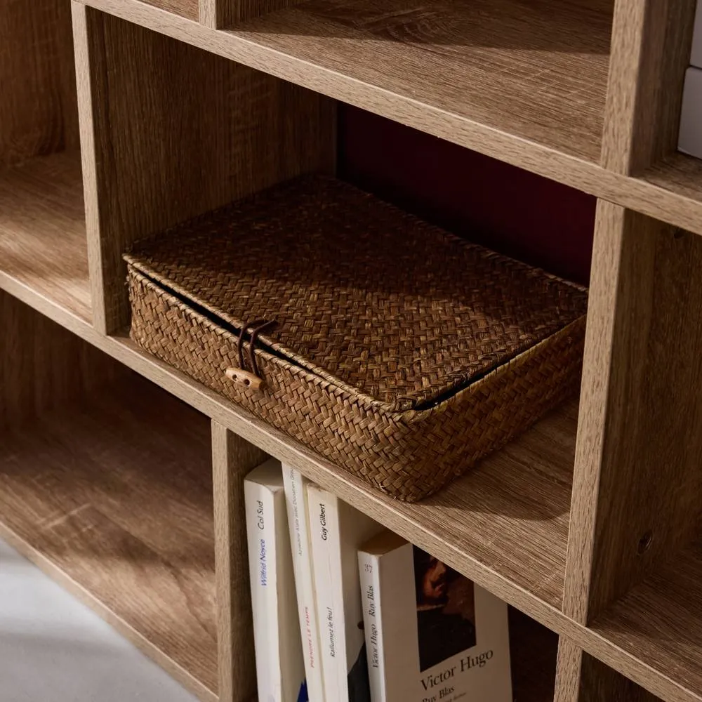 sweeek 3-shelf Bookshelf With 12 Compartments in Light Brown 3
