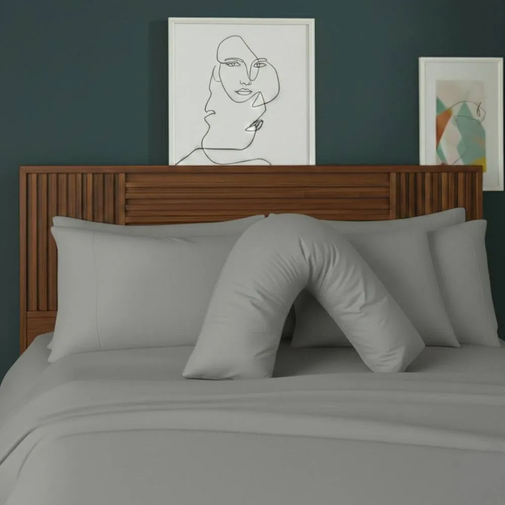 Snug City V Shape Pillowcase for Support Maternity Pillows Polycotton Easy Care in Silver