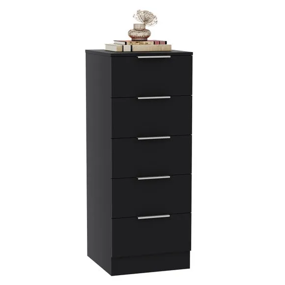 Return - Hayes 5 Drawer Narrow Chest, Black 6