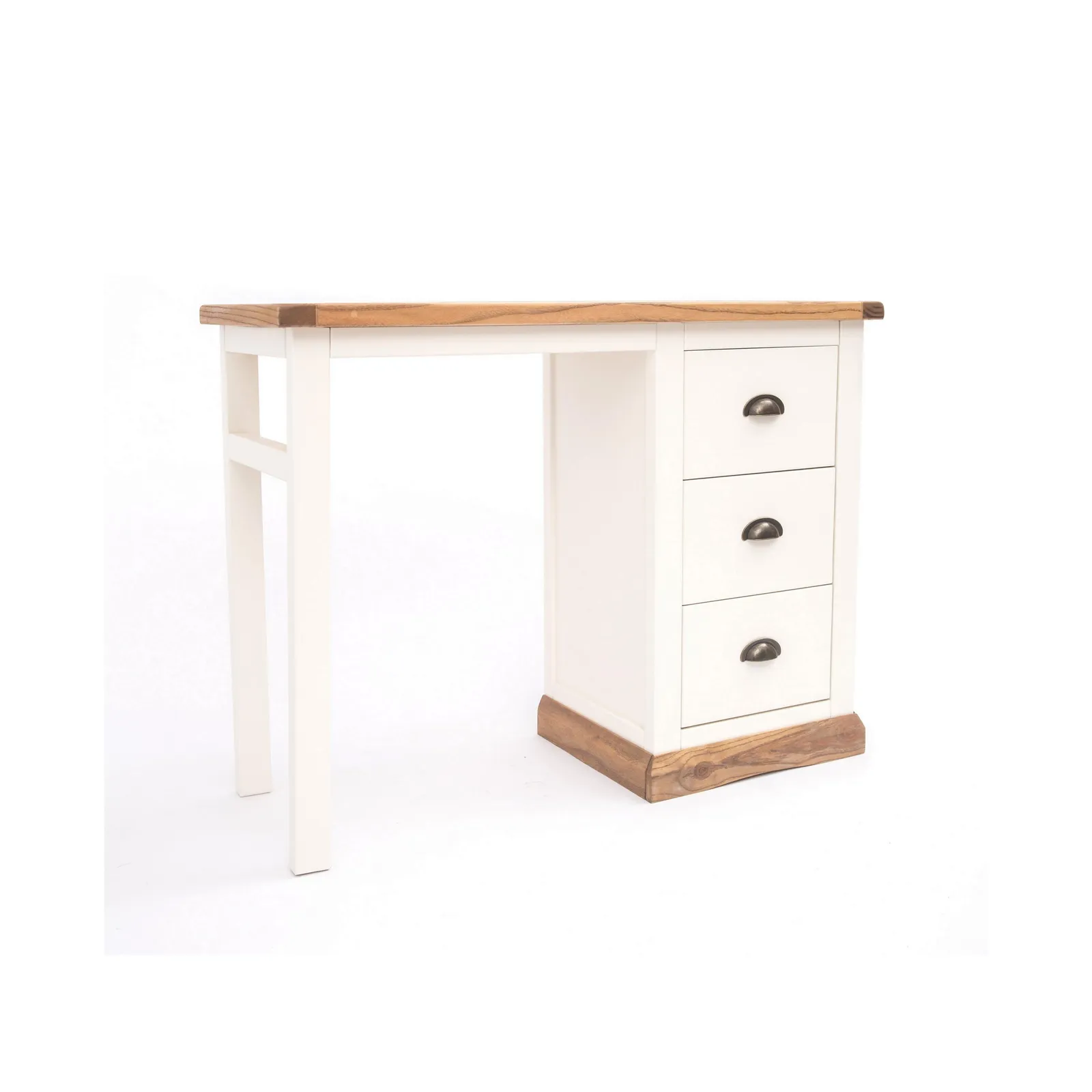 Cabinet Bits Tropea 3 Drawer Desk - Dressing Table Brass Cup Handle in Off-White 2