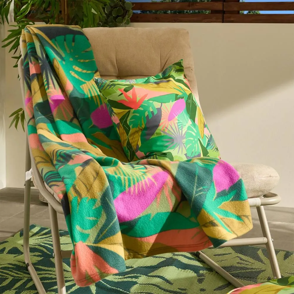 OHS Tropical Print Polar Fleece Throw Blanket Lightweight Bedspread