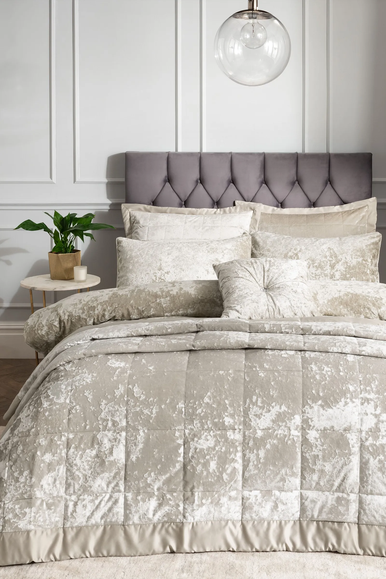 Catherine Lansfield 'Crushed Velvet' Pillowsham Pair in Natural 3