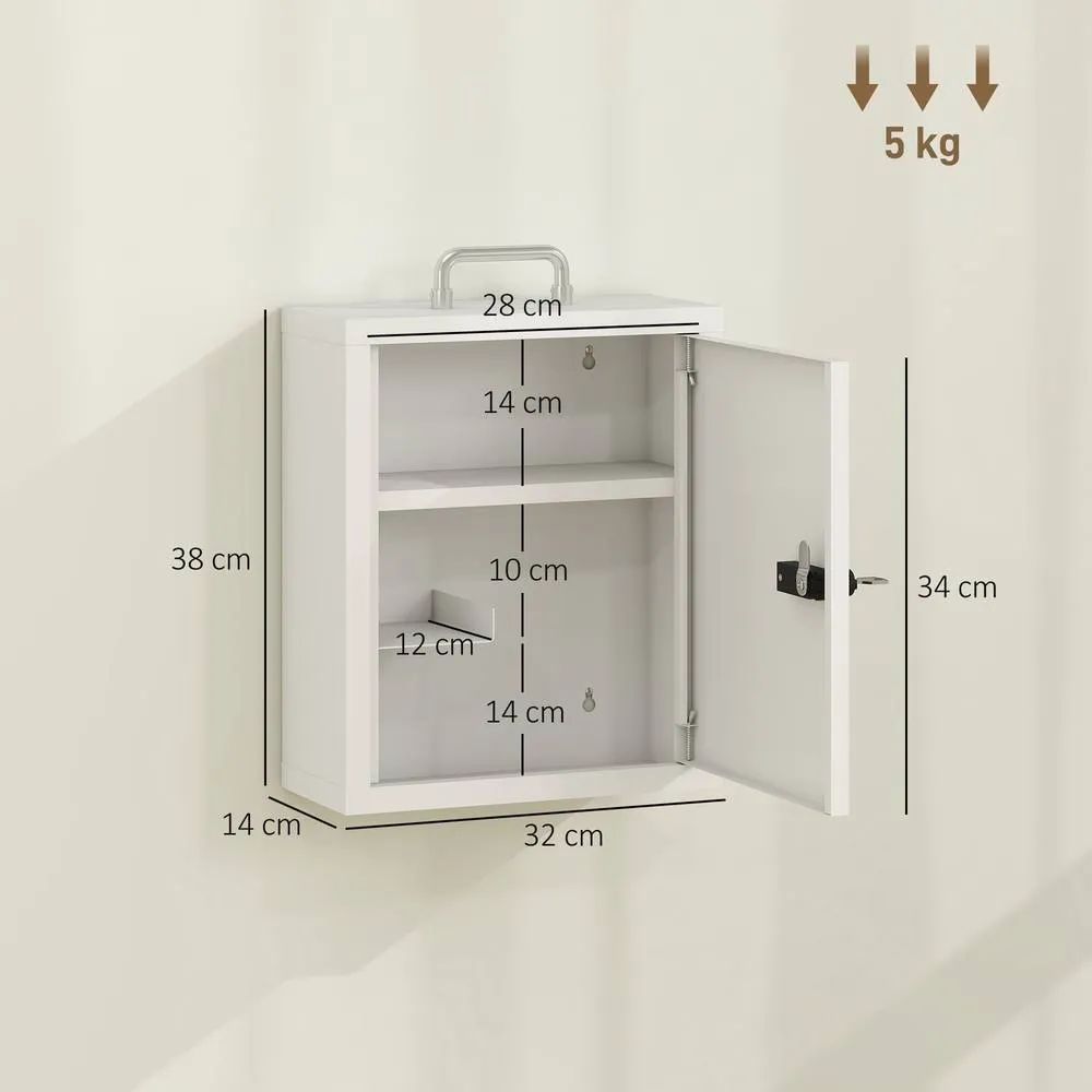 HOMCOM Medicine Cabinet, Medical Cabinet w/ Combination & Key Lock, White 3