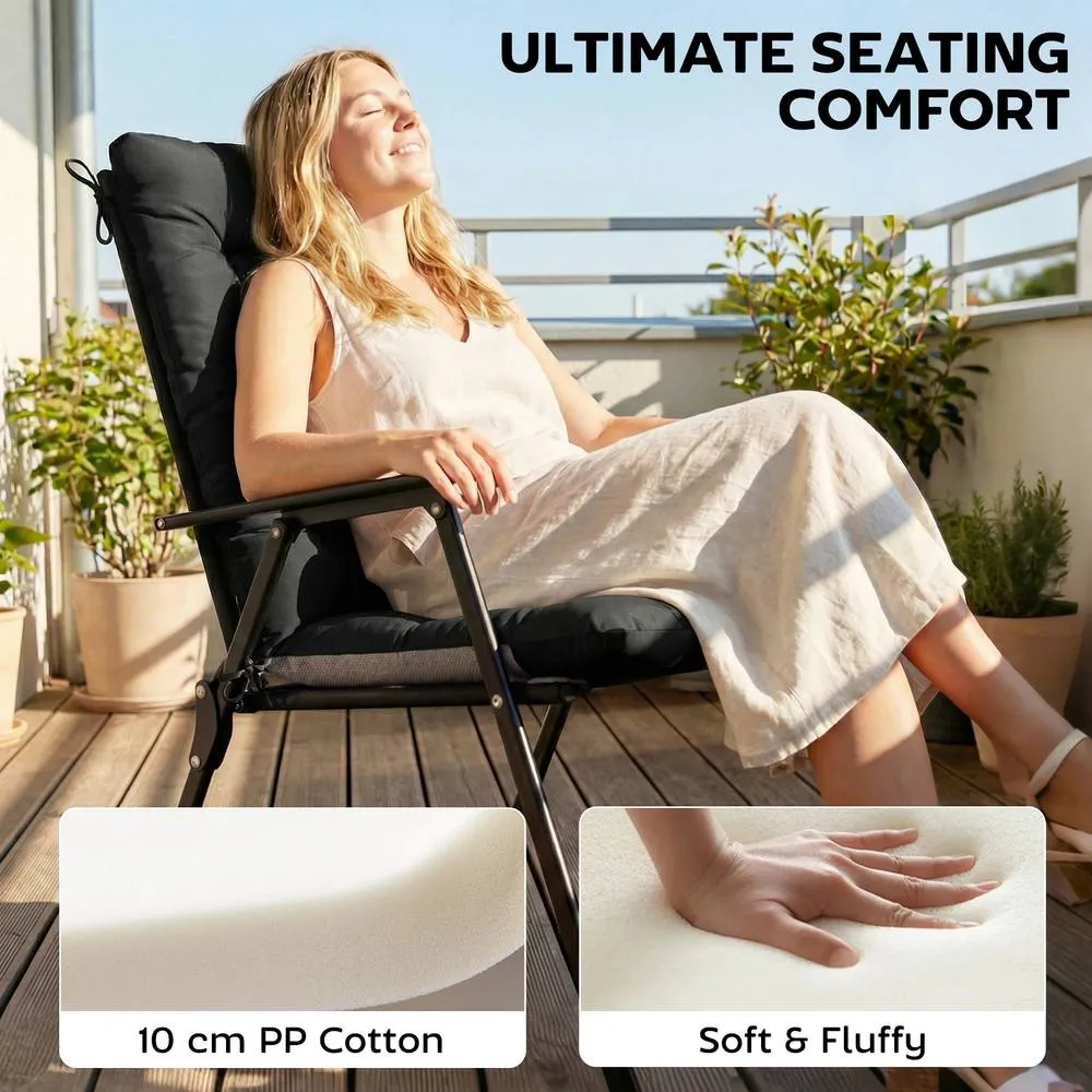OUTSUNNY Garden Chair Cushions Set of 4, Waterproof Seat Pads, Black 4