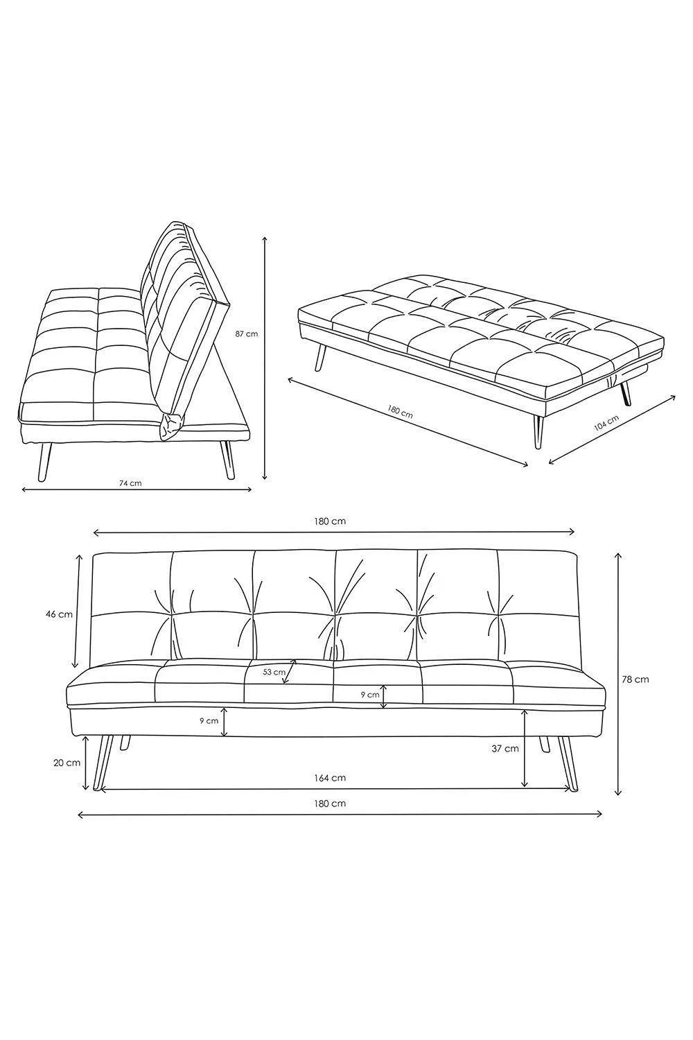 Homescapes Laurie Velvet Click Clack Sofa Bed in Dark Grey 6