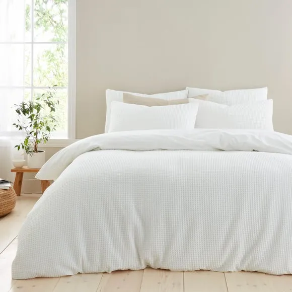 Ashton Waffle 100% Cotton Duvet Cover & Pillowcase Set 1