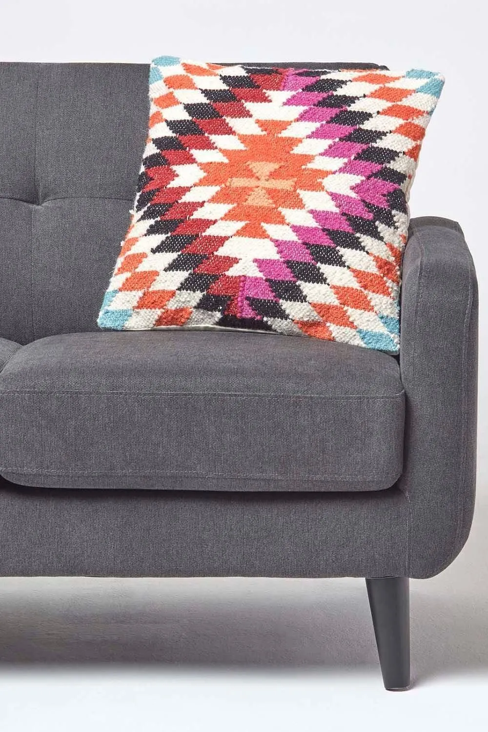 Homescapes Handwoven Kilim Cushion with Feather Filling in Orange 3