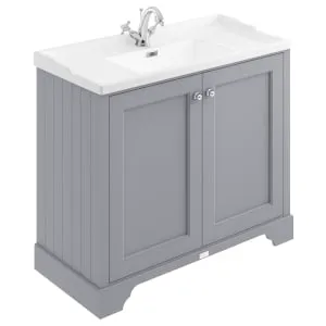 Bayswater Victrion Plummett Grey Traditional Freestanding Vanity Unit & White Recessed Basin - 1000mm