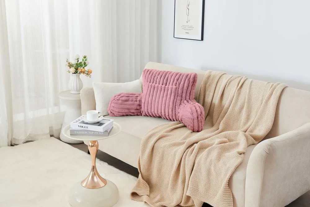 GAVENO CAVAILIA Super Comfy Ribbed Warm Cuddle Cushion in Pink 3