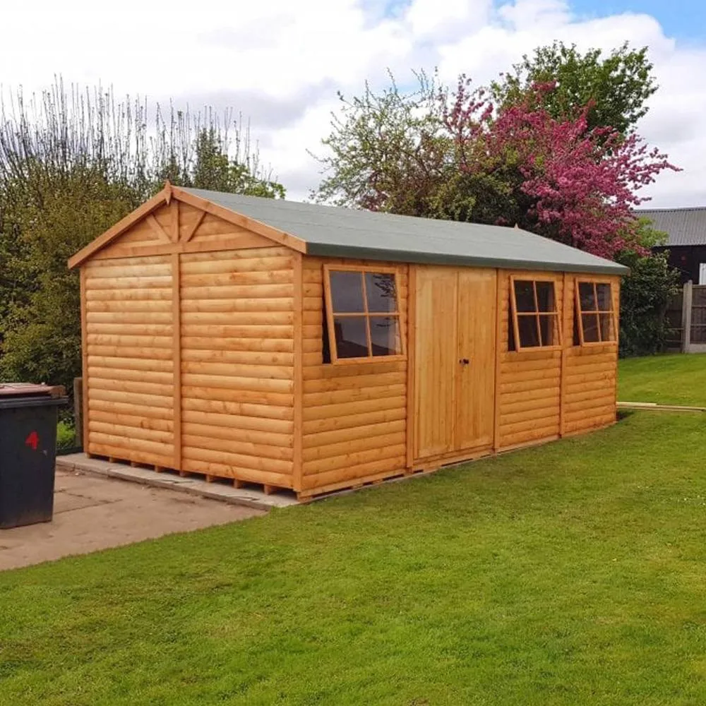 Shires Shiplap Mammoth Loglap 12x24 ft Shed Double Door - Two Opening Window in Brown 2