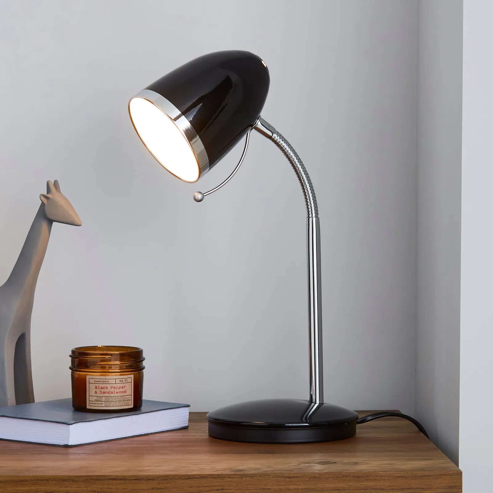 Tate Black and Chrome Desk Lamp Black