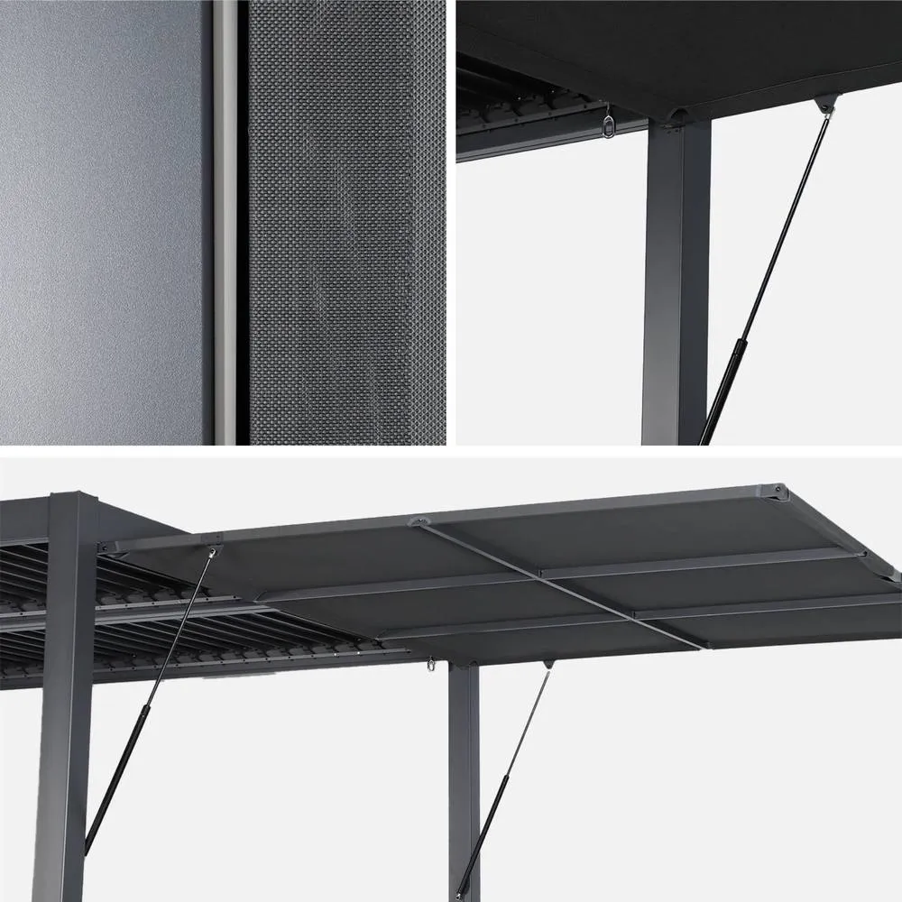 sweeek Louvered pergola 3x3m & 3m awning in Dark Grey 4