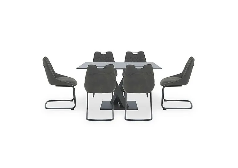 Warrior Grey Compact Fixed Dining Table with 6 Cantilever Chairs - Grey