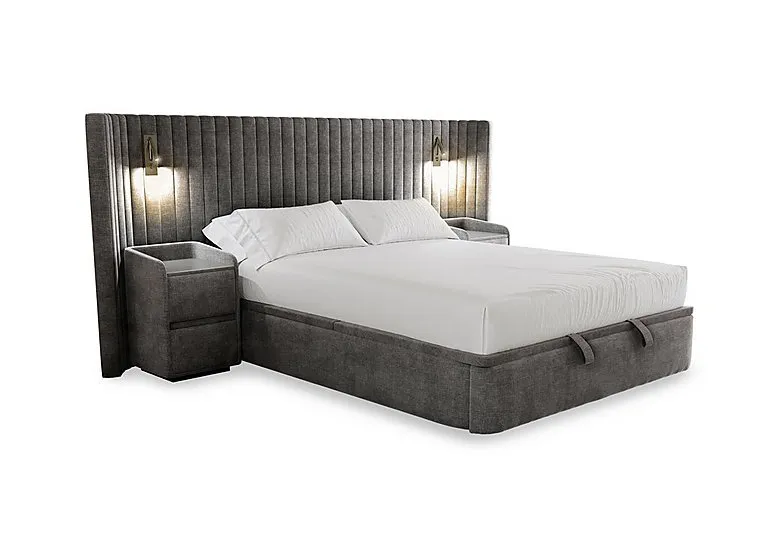 Hyatt End Lift Ottoman Bed Frame with Two 2 Drawer Bedside Cabinets - King Size
