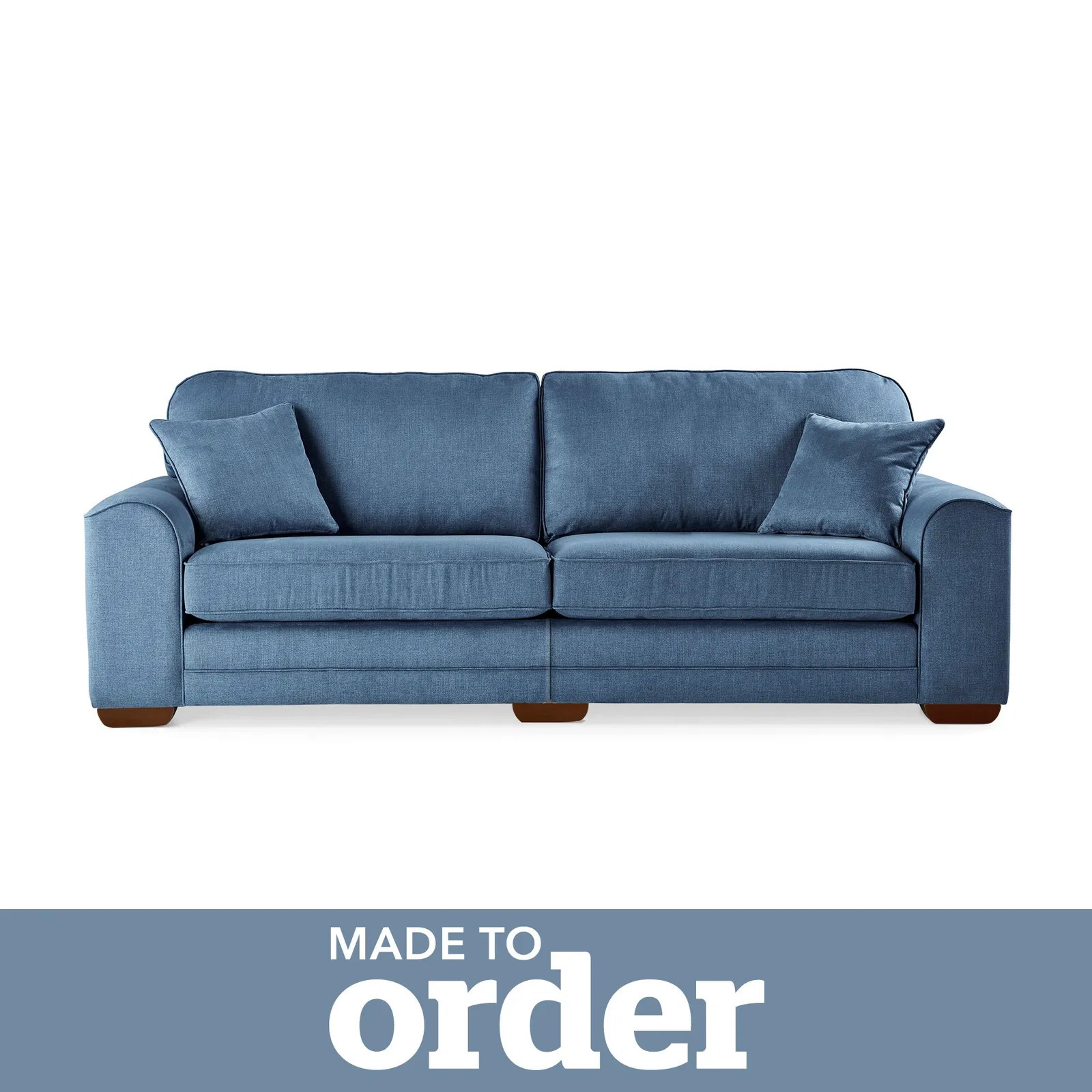 Morello 4 Seater Sofa Brushed Plain Fabric Blue