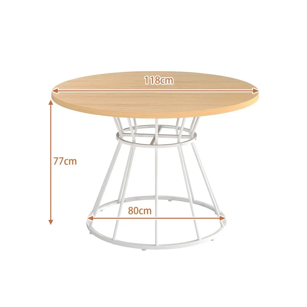 Costway Round Dining Table for 4 Farmhouse Kitchen Table with Wooden Tabletop in Natural 2