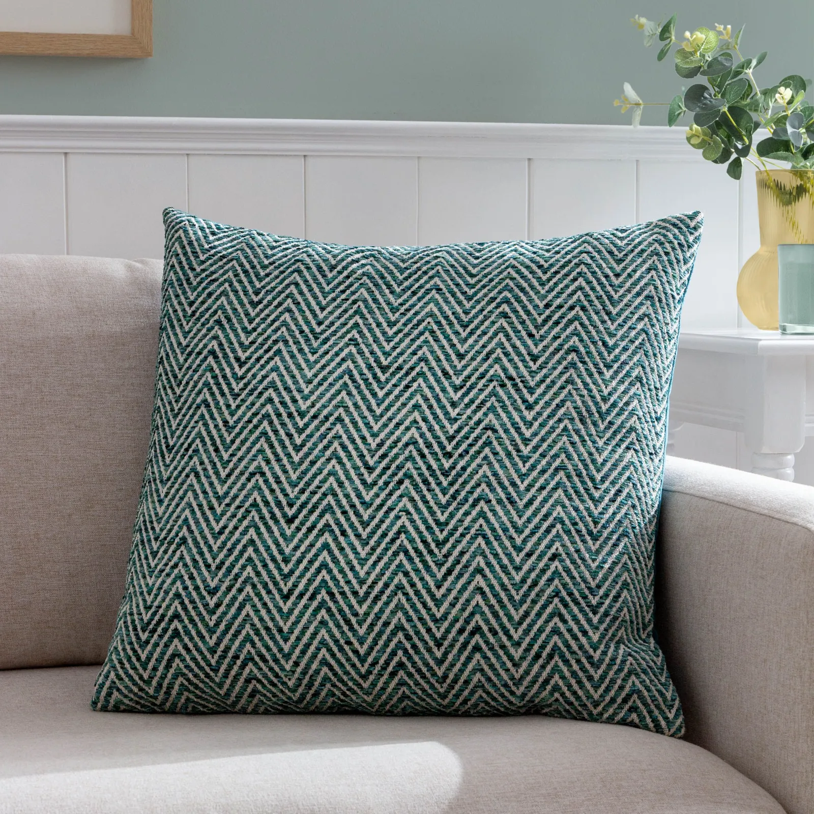 Wylder Croft Twill Woven Cushion in Teal 1