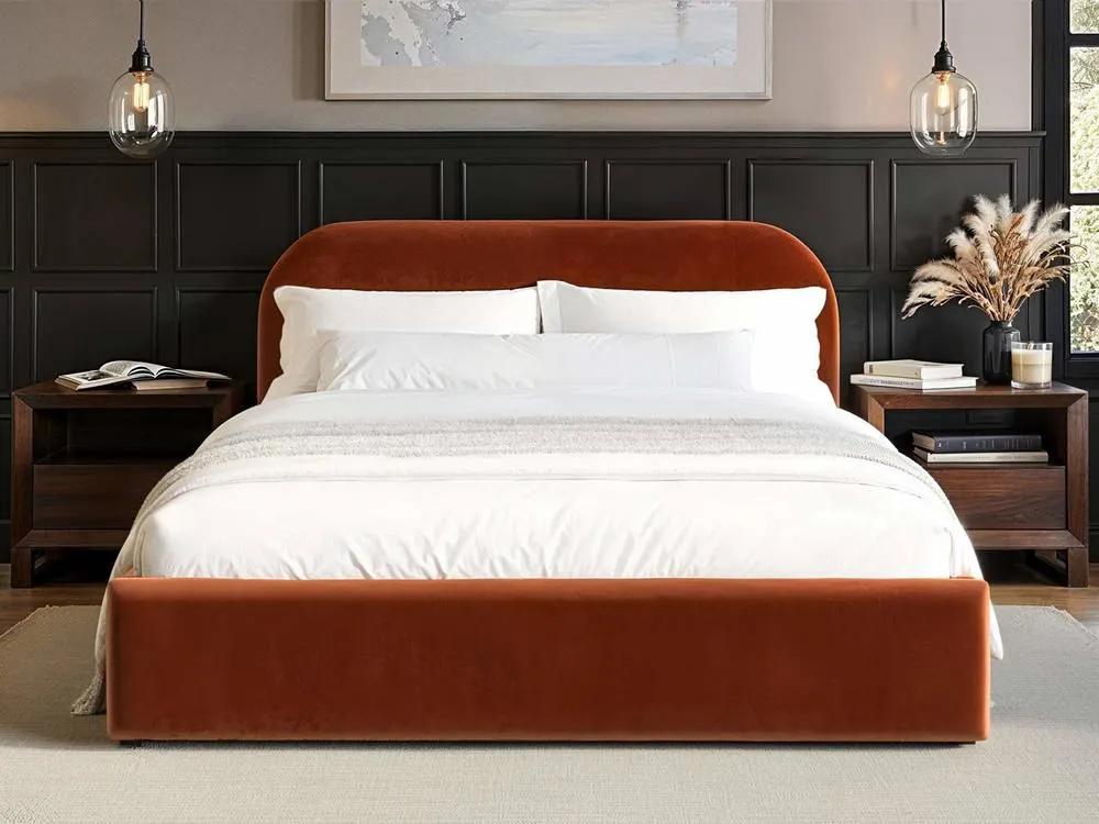 Flair Alba Ottoman Bed Burnt Orange Velvet 3