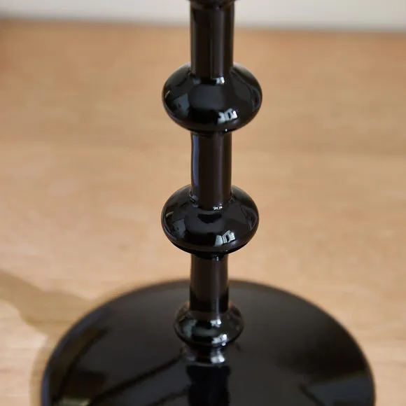 Black Glass Candlestick Holder 2