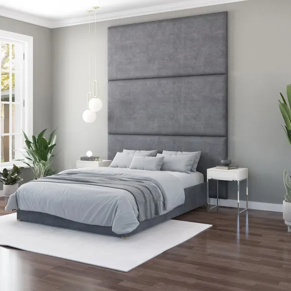 Hanging Wall Panel Dual Mount Plush Velvet Headboard 3
