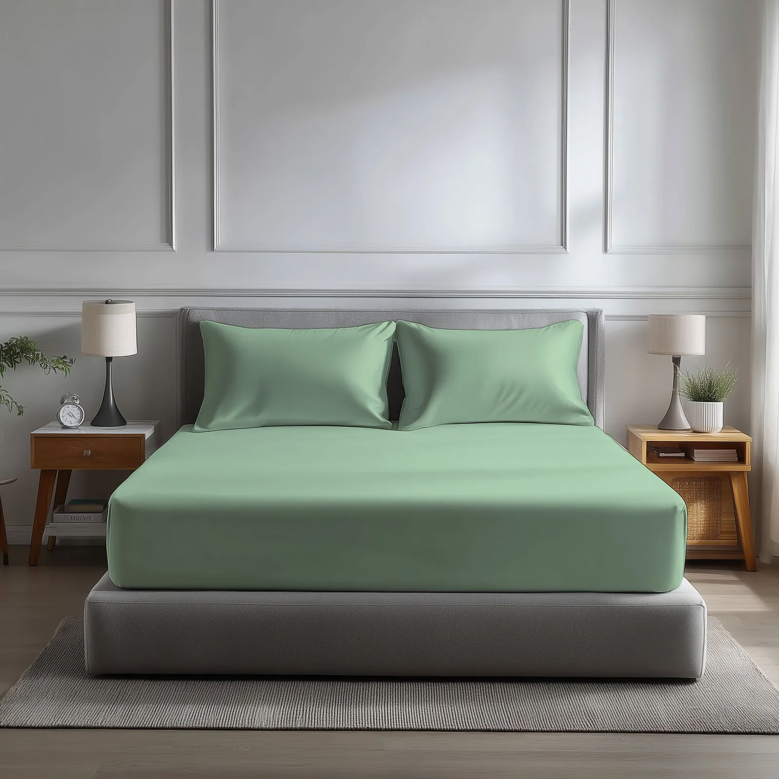 Snug City Microfibre Soft Touch Fitted Sheet 40cm Extra Deep Skirt Plain Dyed Bed Linen in Duck Egg Blue