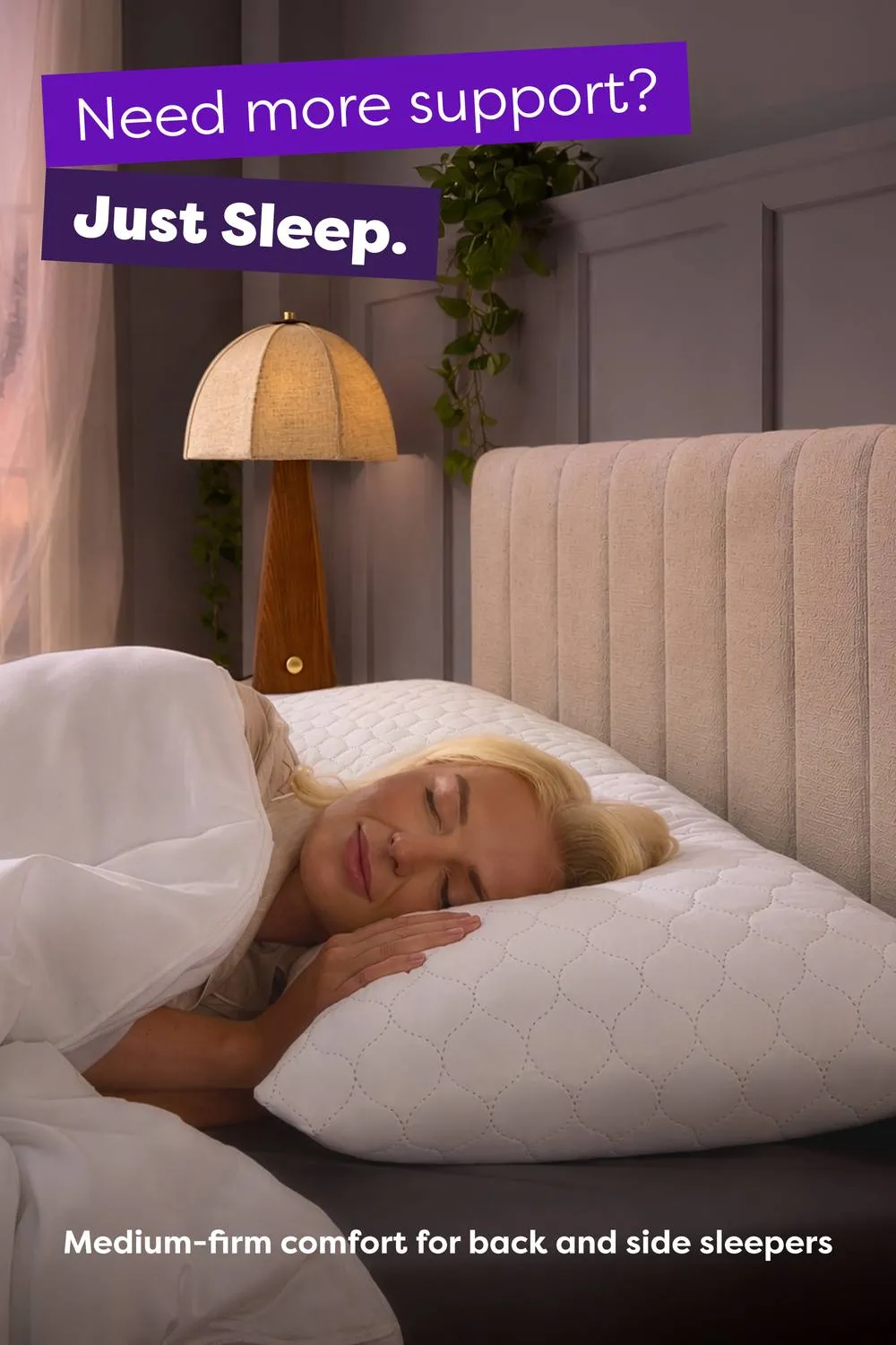 Slumberdown 4 Pack Just Sleep Firm Support Side Sleeper Pillows in White 3