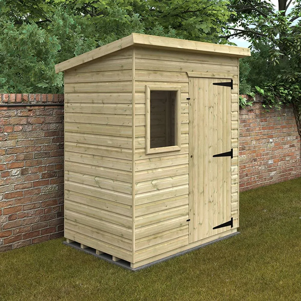 Buttercup Farm 6 x 4 Feet Tanalised Deluxe Pent 16mm Shed - Solid Wood/Softwood/Pine in Natural 2