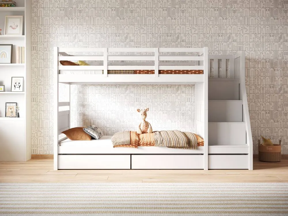 Flair Lunar Staircase Bunk Bed with Storage in White 3