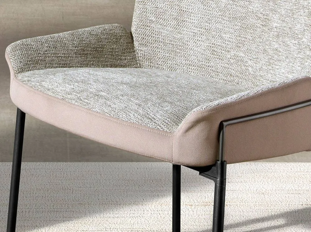 Angel Cerda Grey Fabric & Brown Velvet Dining Chair Darkened 5