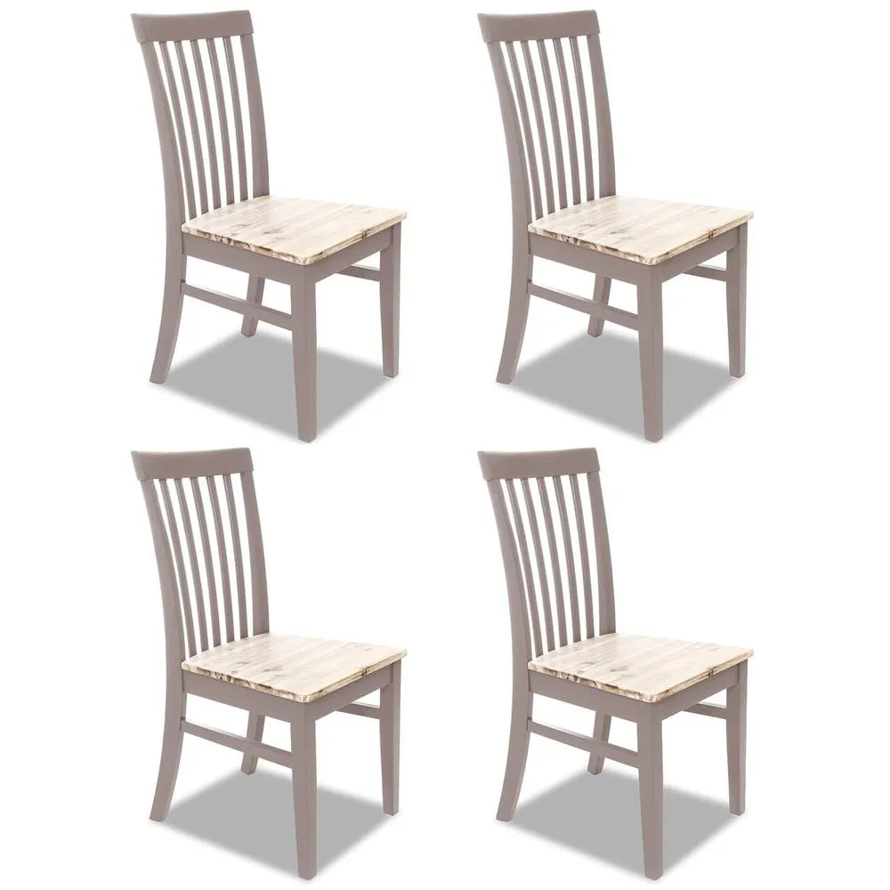 Statement Furniture Florence Highback Wooden Seat Chairs Set of 4 in Taupe